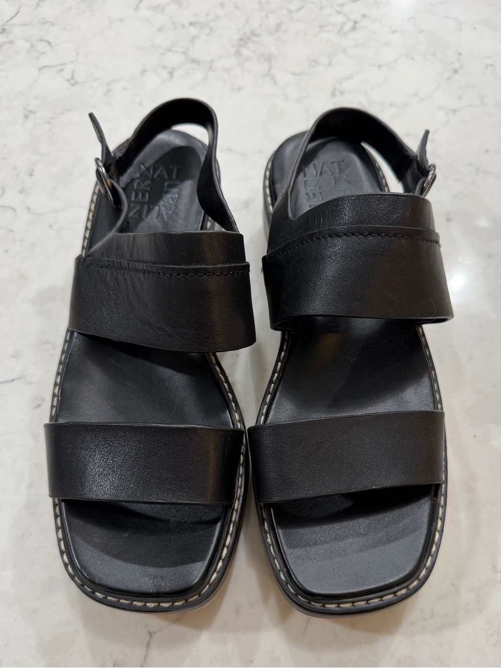Naturalized Holden Black Leather Strappy Sandals size 6.5
